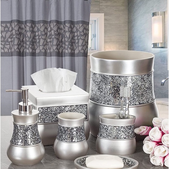 Decorative Crackled Glass 6 Piece Bathroom - Picture 3 of 6